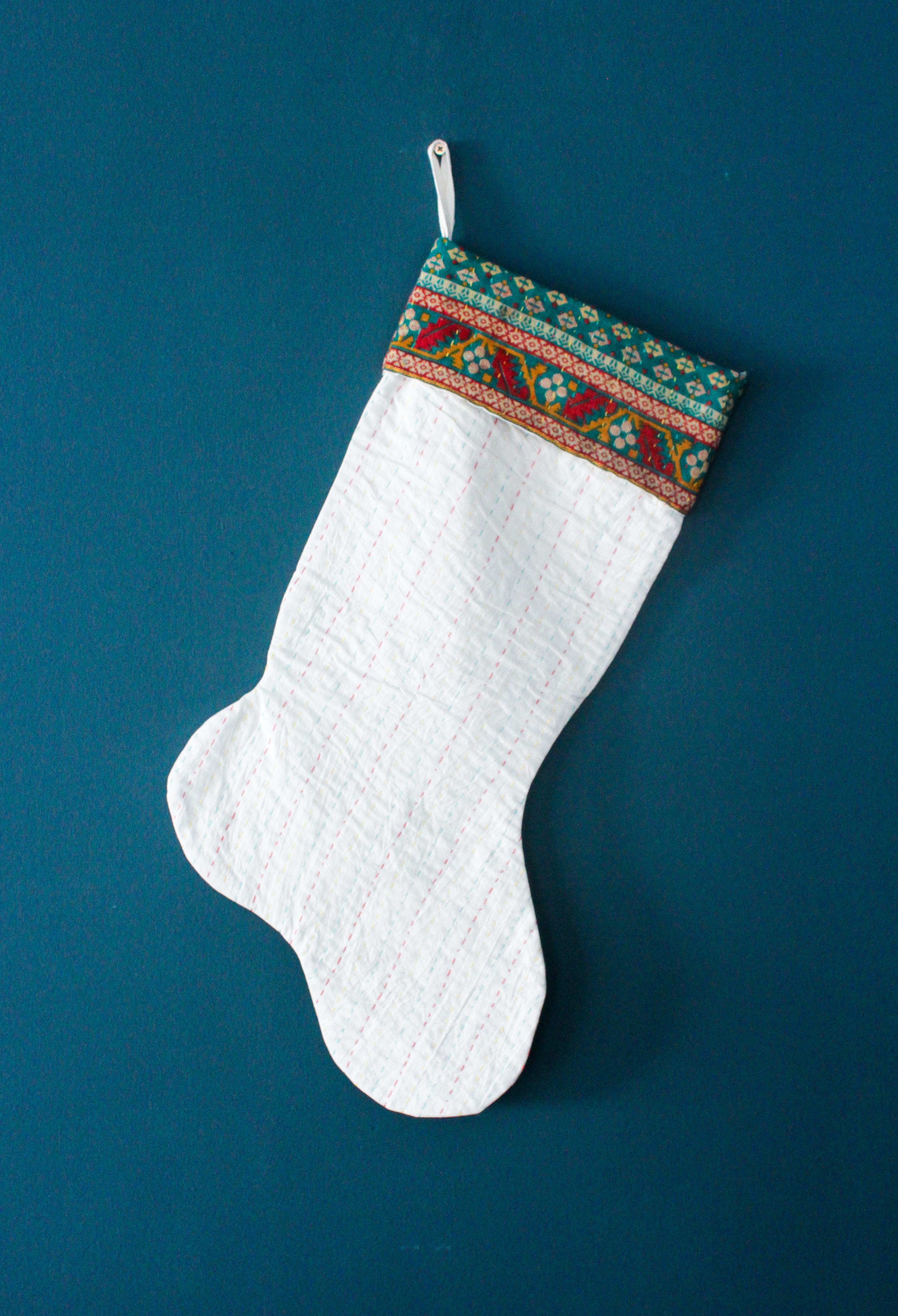 Kantha Christmas Stocking, 25x54 cm