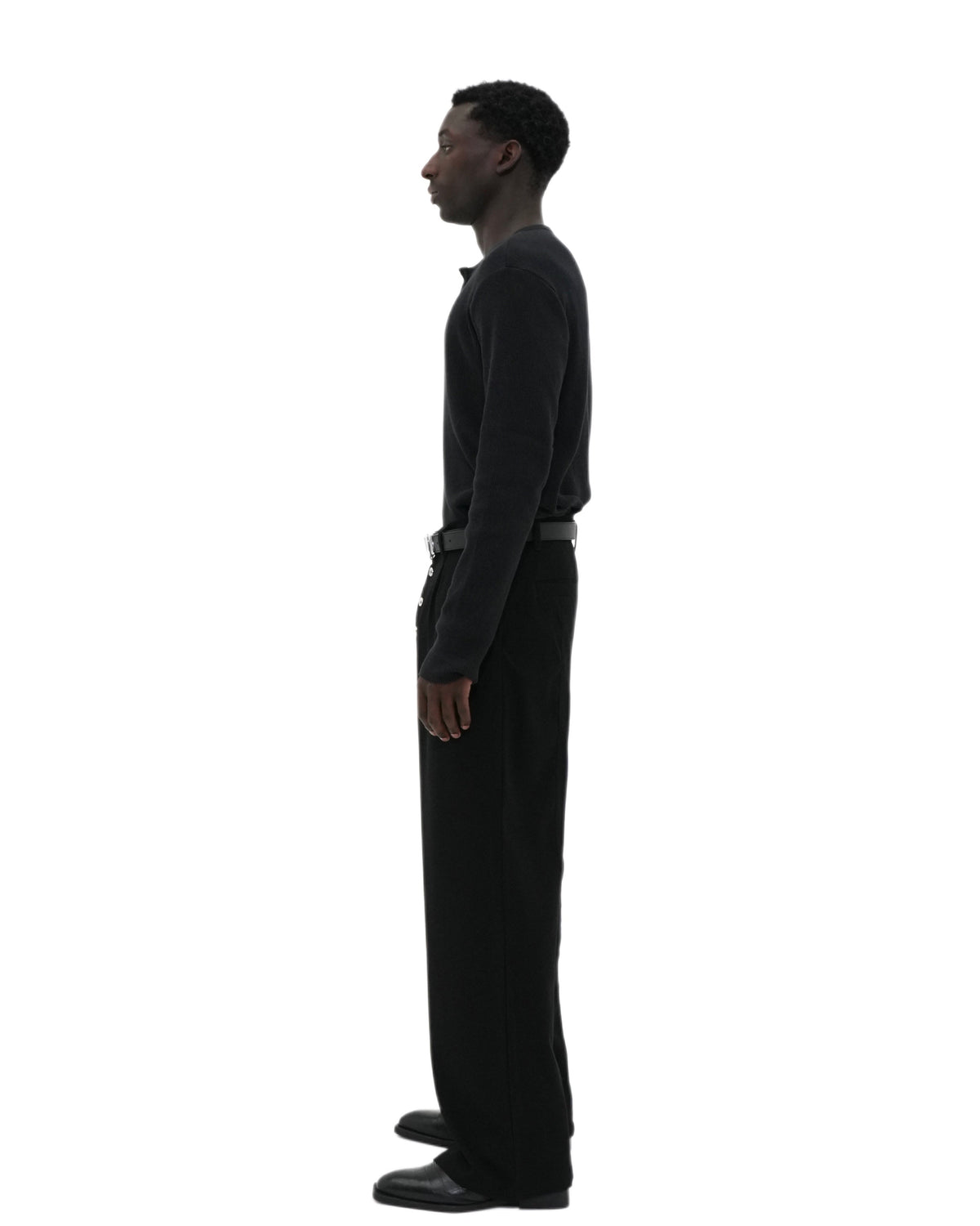 Black Henley Long-Sleeve T-Shirt