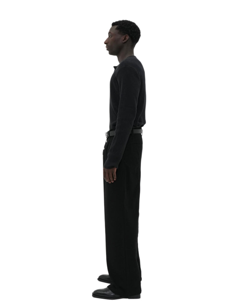 Black Henley Long-Sleeve T-Shirt