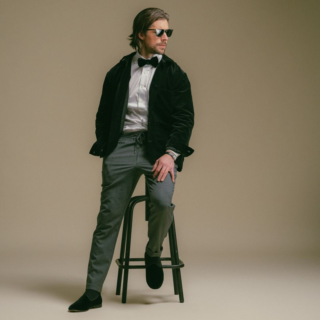 Men's Velour Cocktail Coat - Black