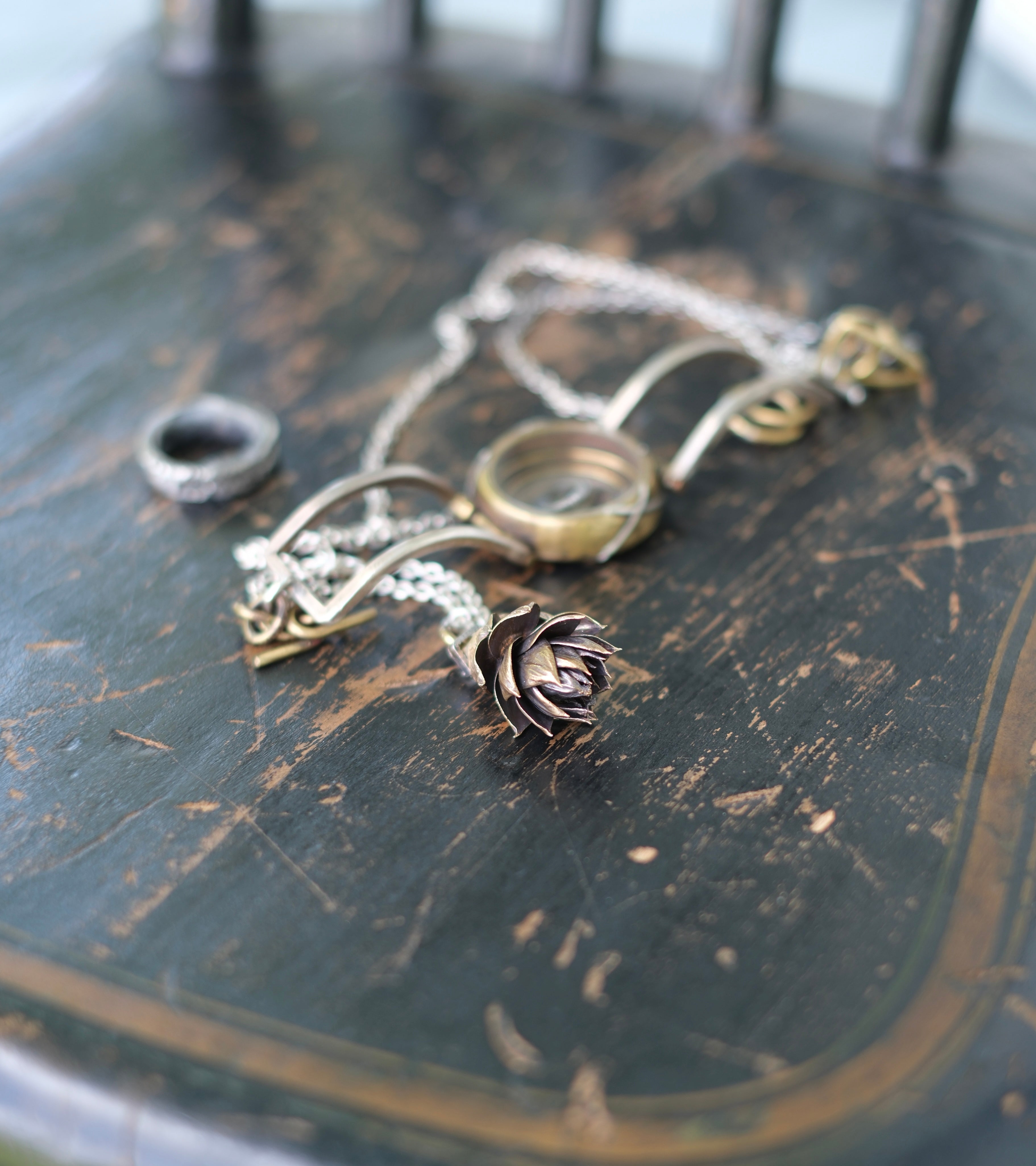 Succulent Charm in Brass and Silver