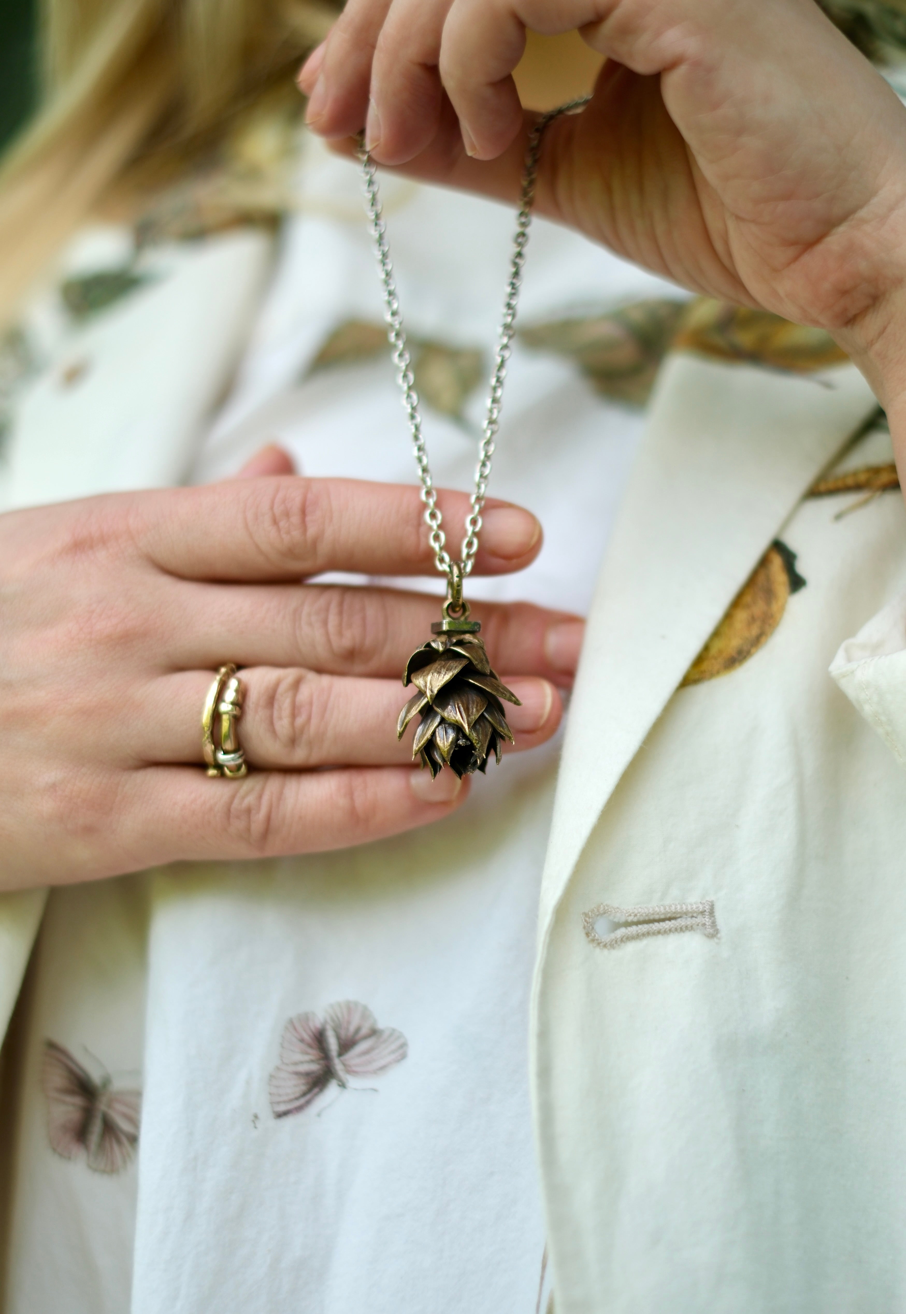 Succulent Charm in Brass and Silver