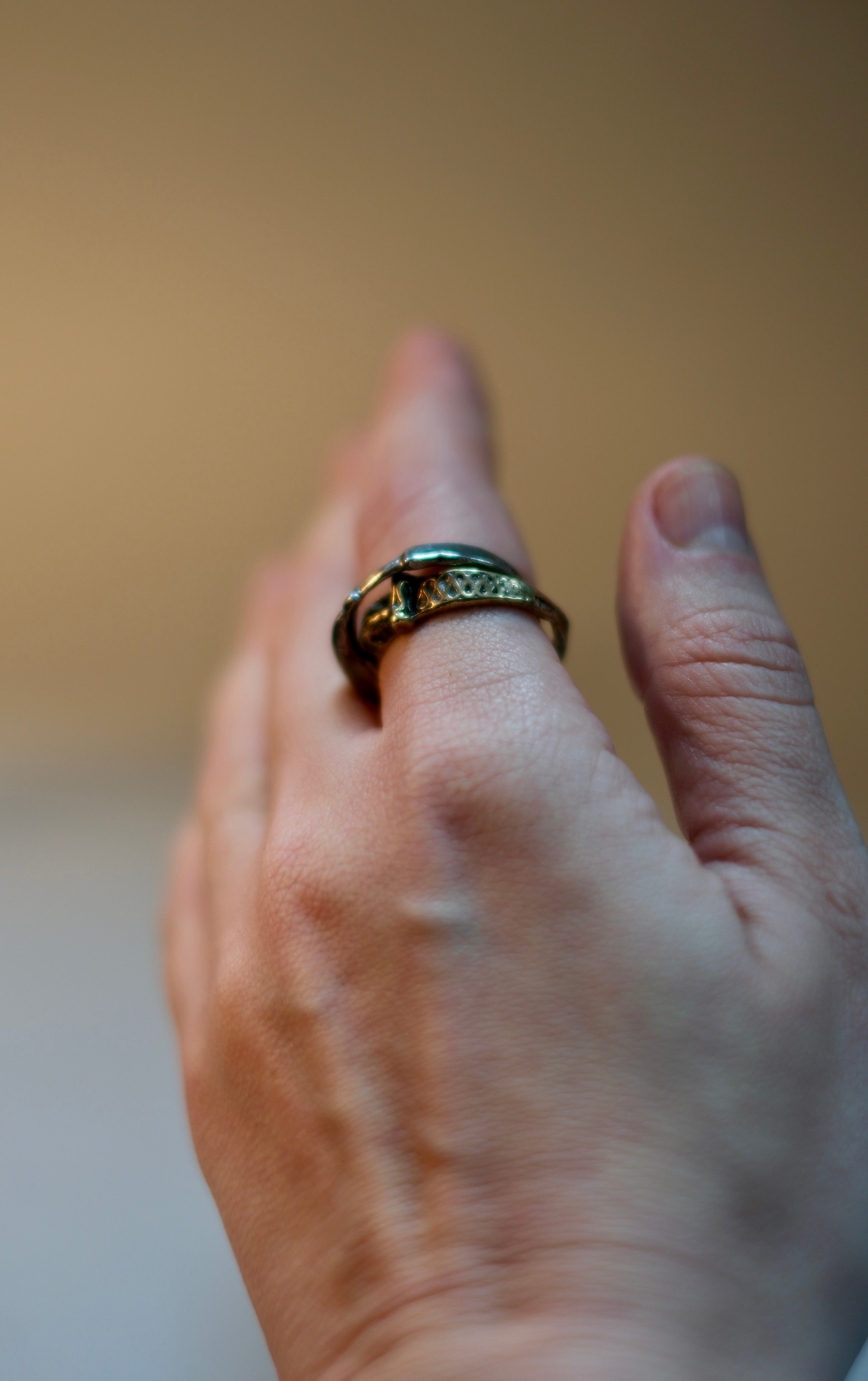 Twisted Silver and Brass Ring