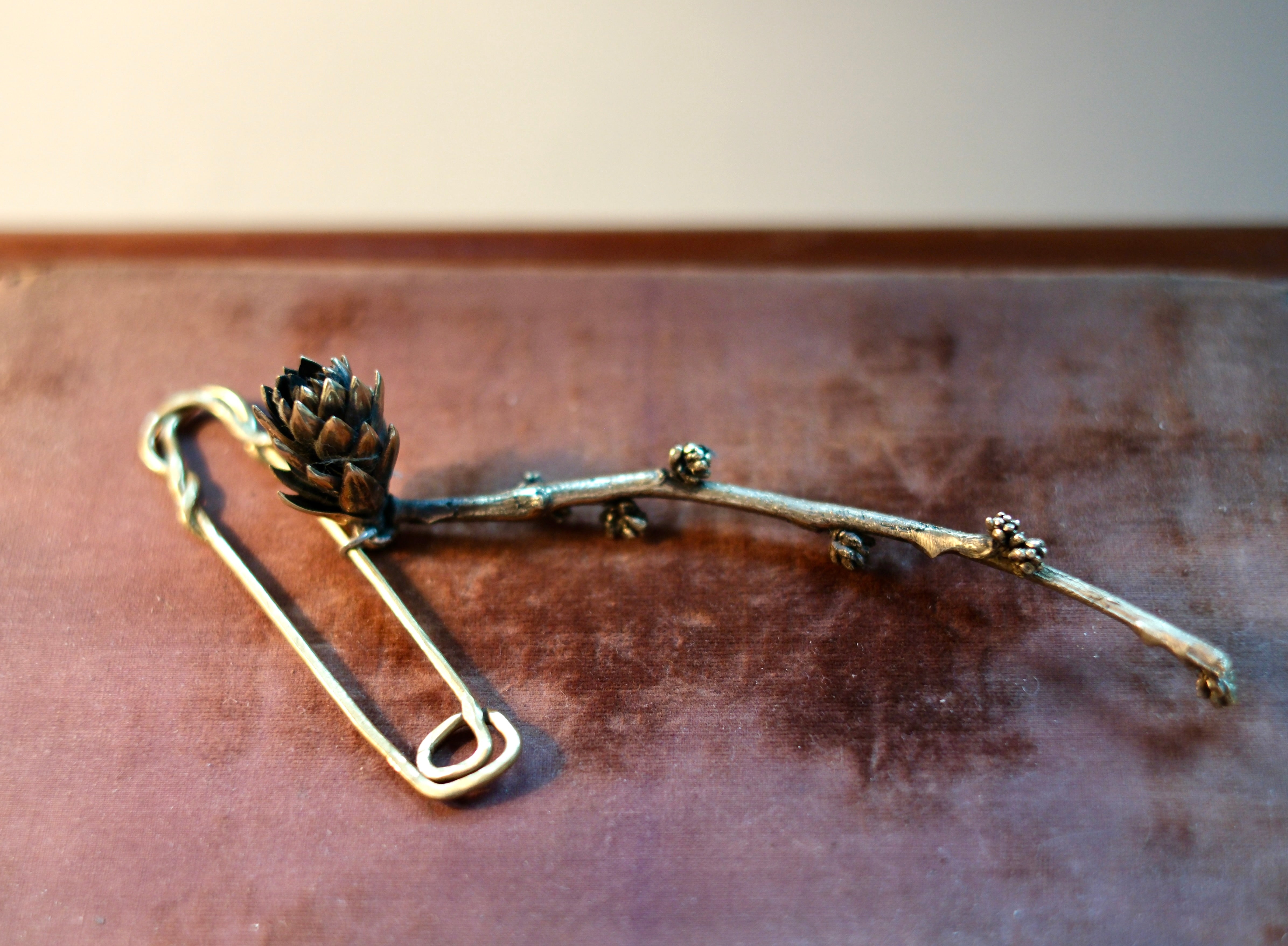 Cone and Twig Brooch
