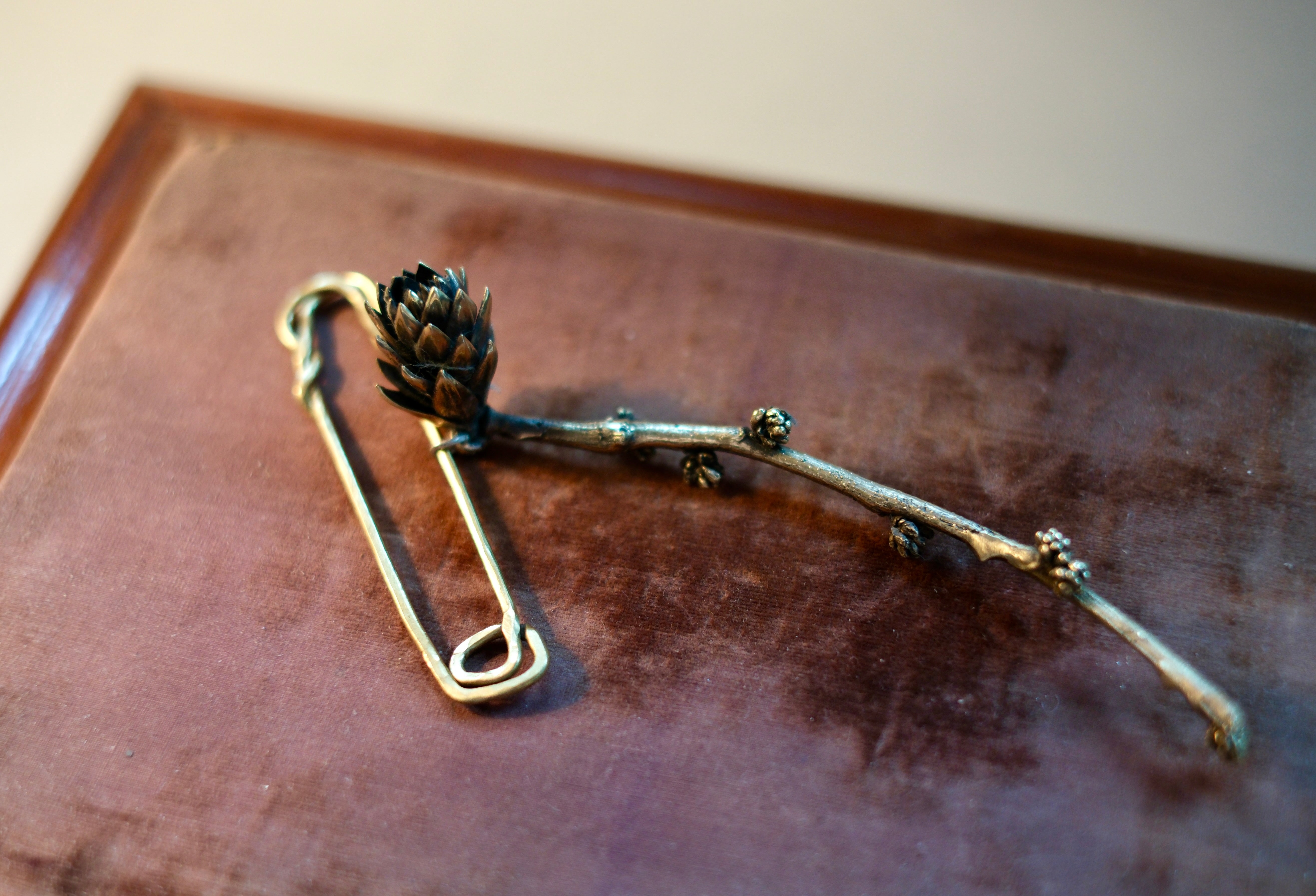 Cone and Twig Brooch