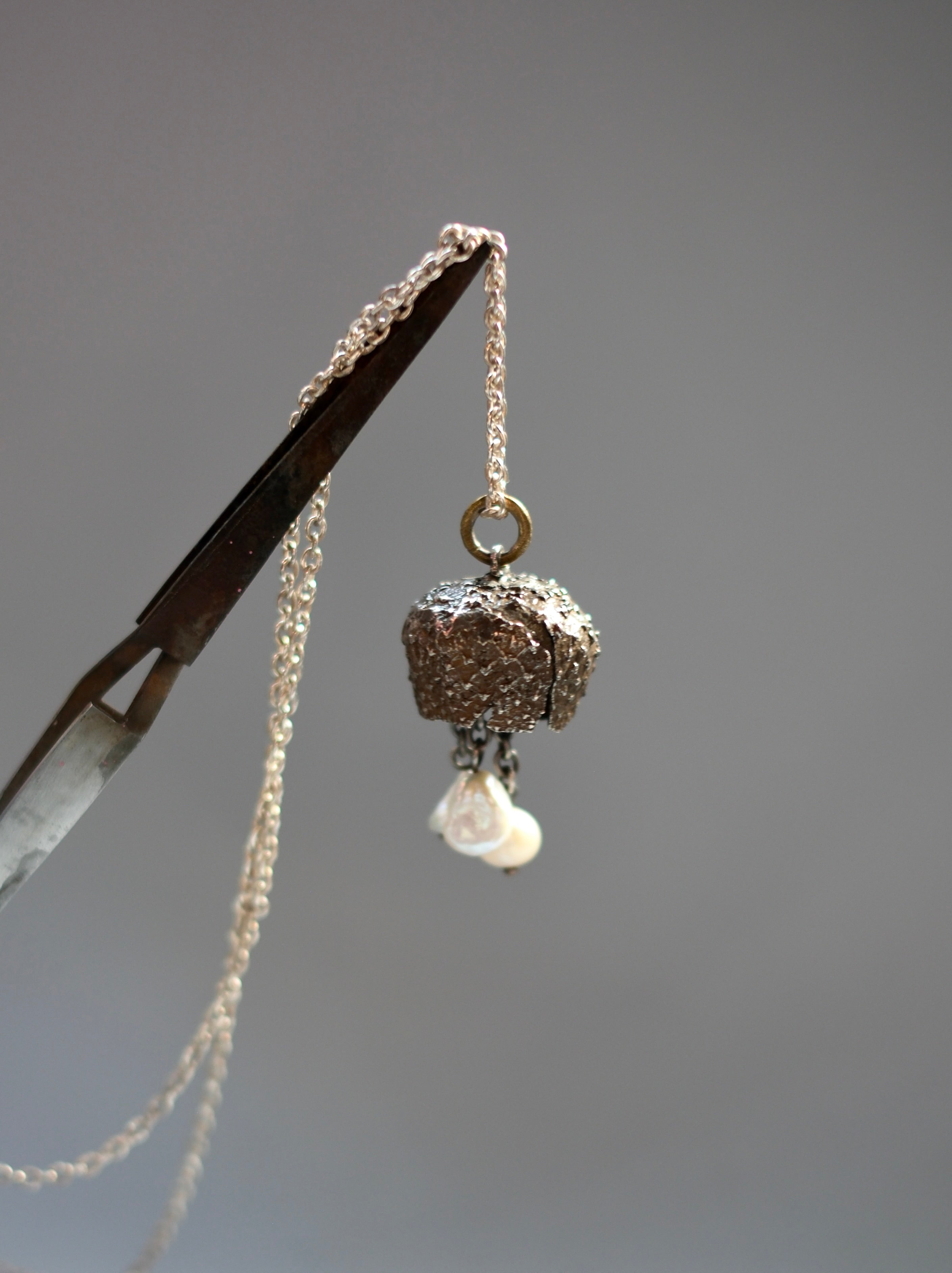Jellyfish Silver Pendant with Natural Pearls