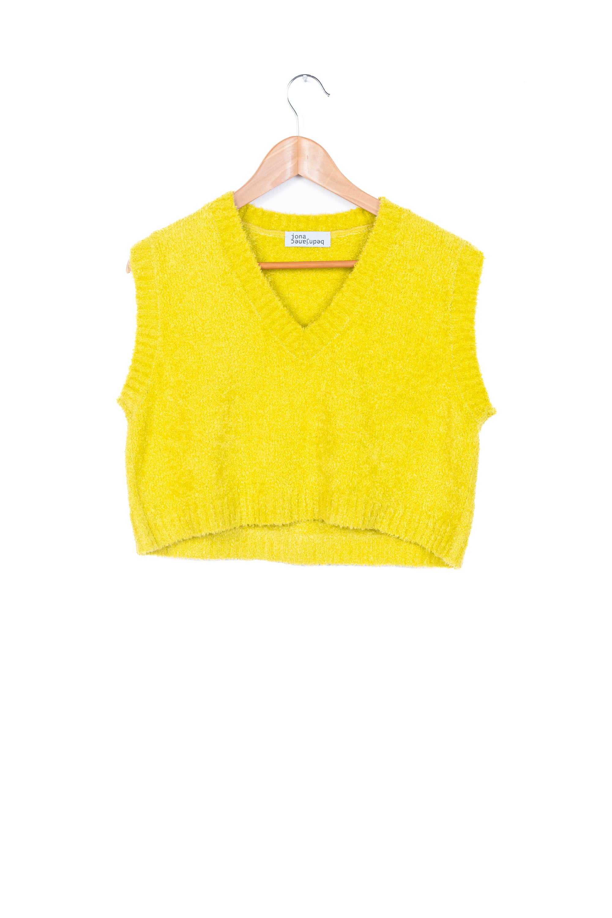Fluffy Yellow V-Neck Vest