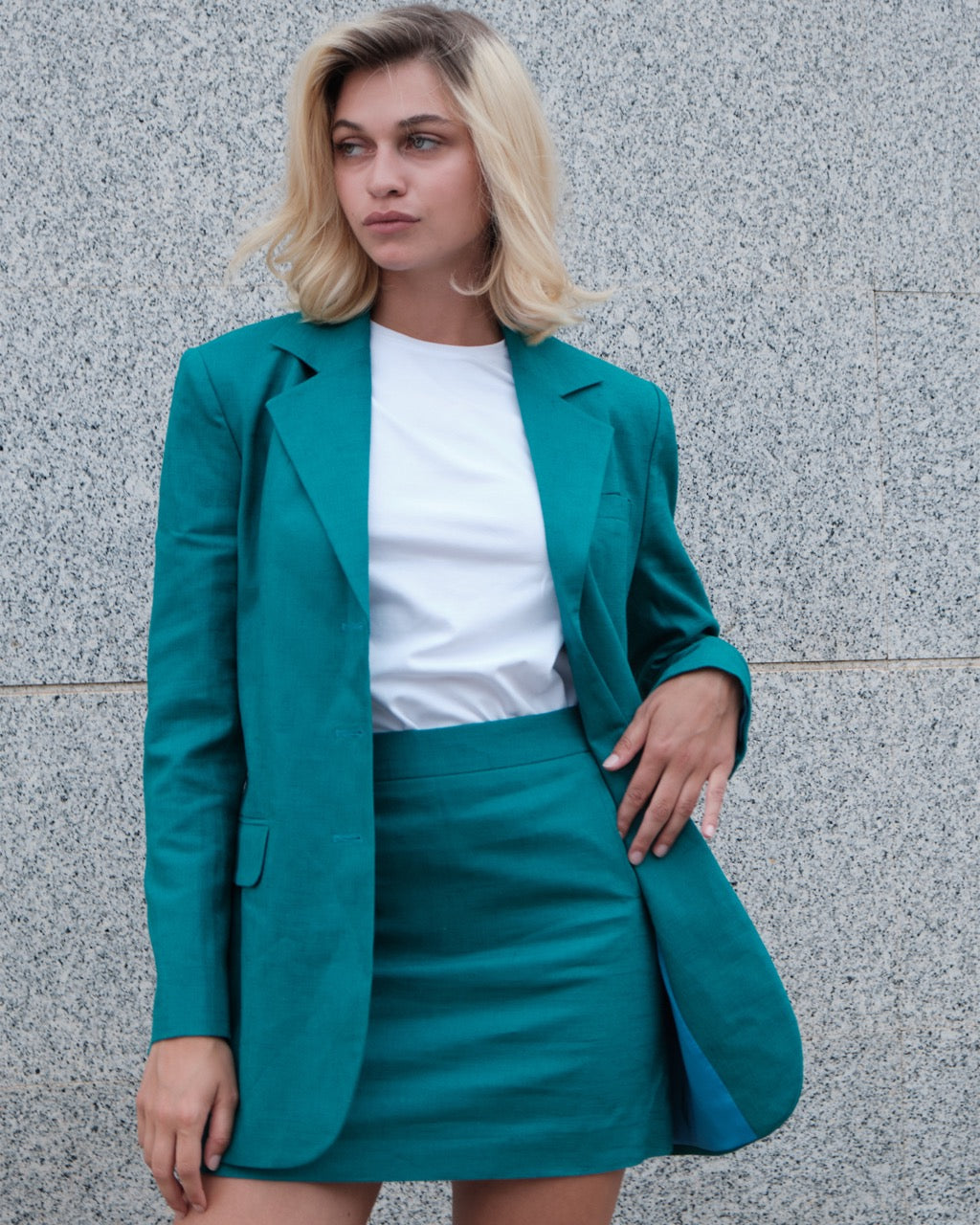 Emerald green linen jacket