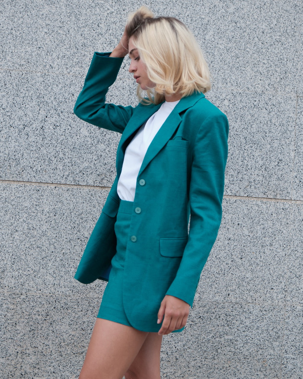 Emerald green linen jacket
