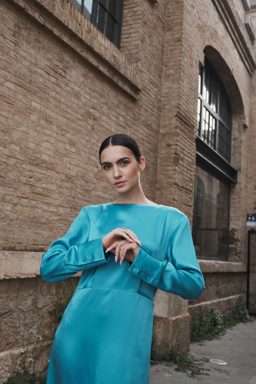 Satin midi dress with zipper "Ukraine"