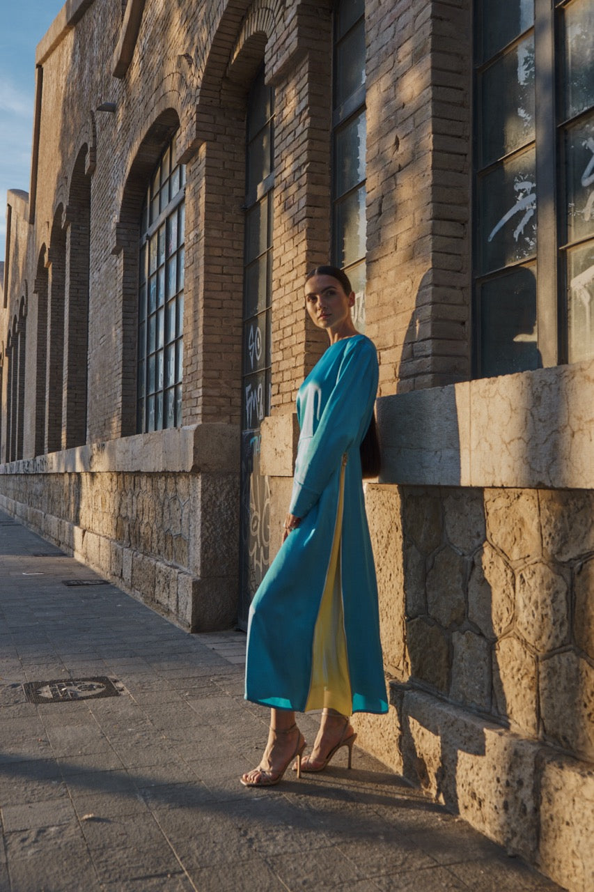 Satin midi dress with zipper "Ukraine"