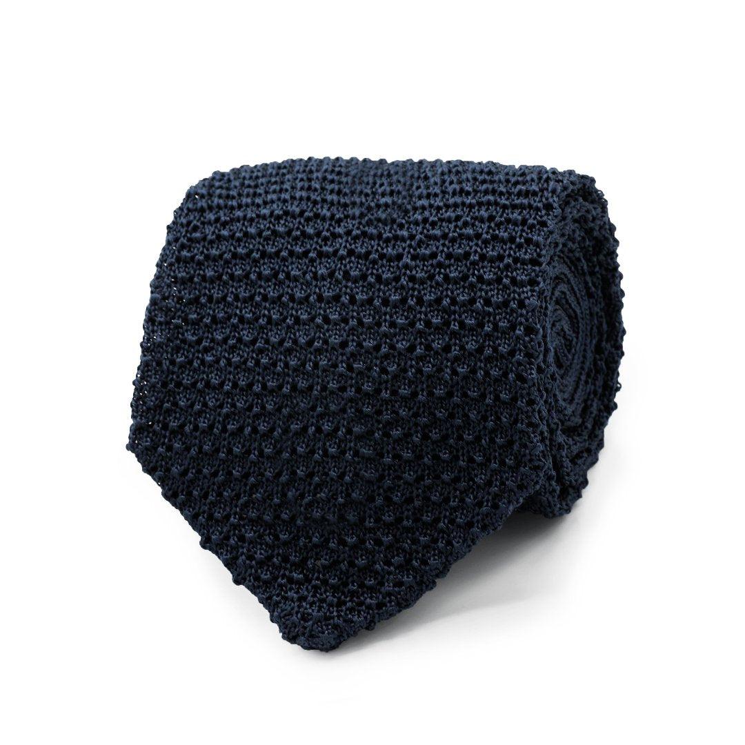 Silk Knit Tie - Navy