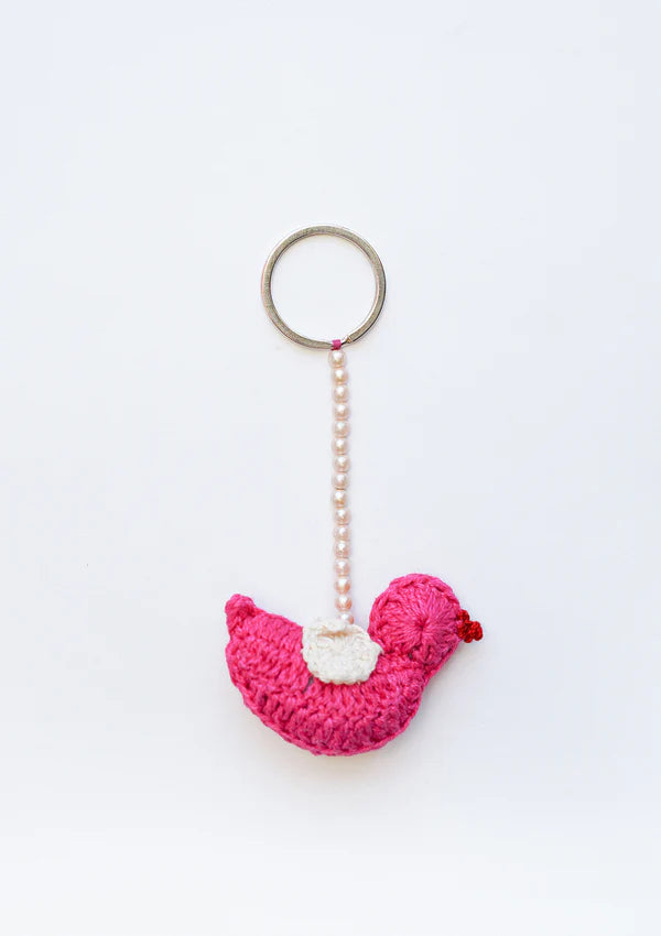 Bubble Gum Pink Bird Key Chain