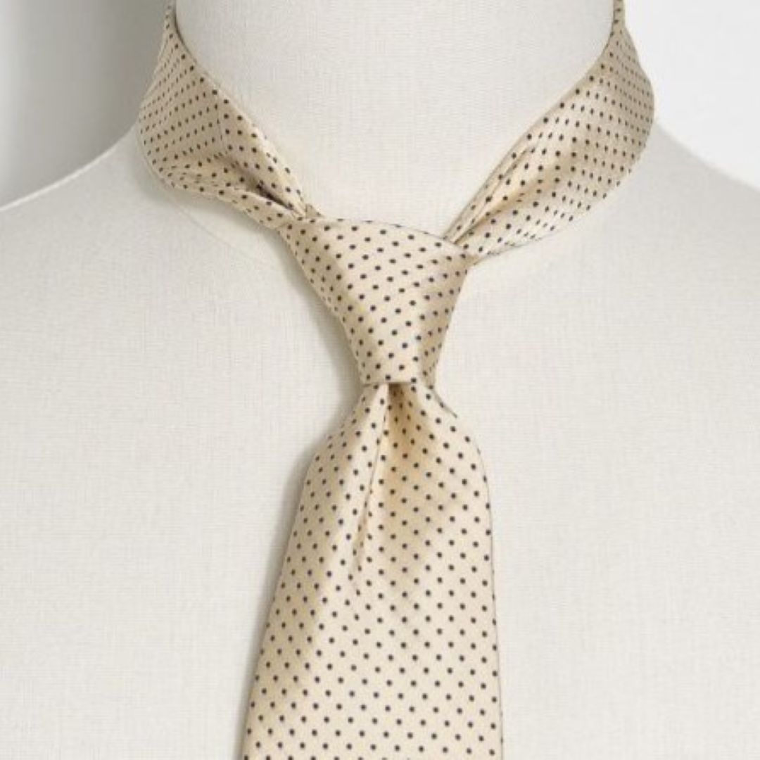 Satin Dot Tie - Vintage Cream