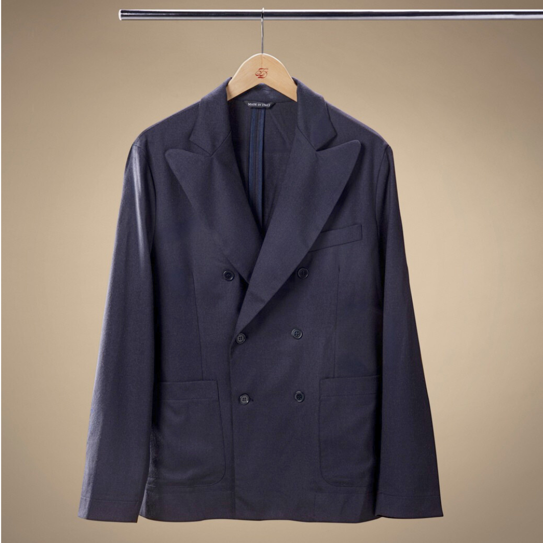 Double Breasted Chore Blazer - Navy
