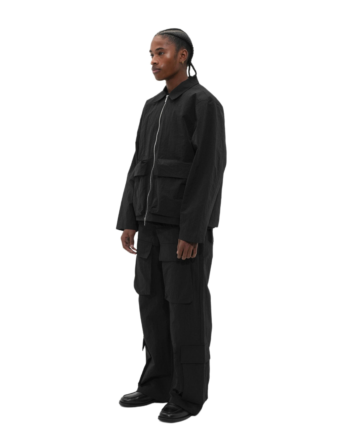Black Nylon Cargo Pants
