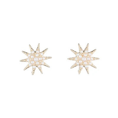 ELECTRA STAR STUD EARRING- GOLD AND PEARL