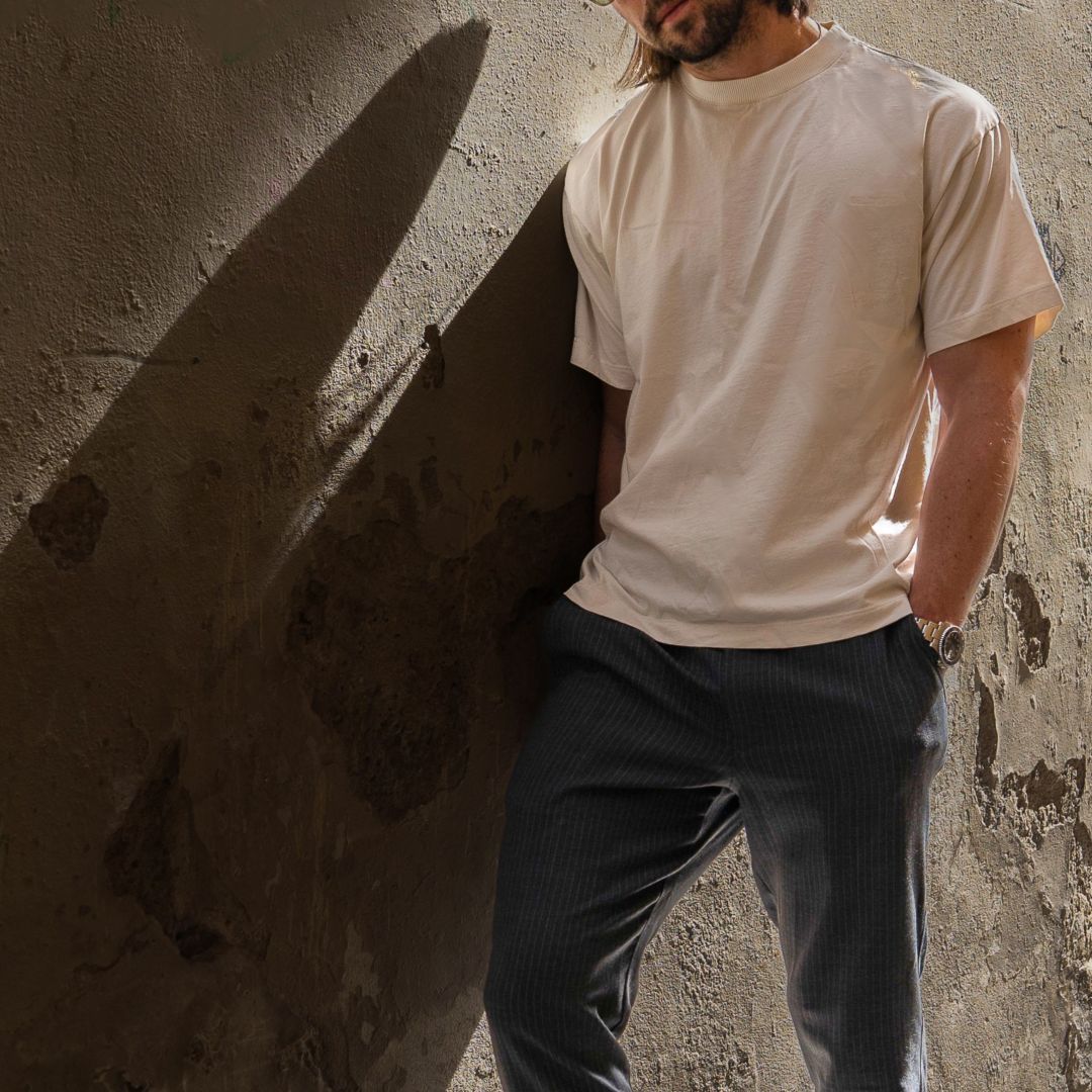 Men's Tonal Embroidered Tee - Vintage White