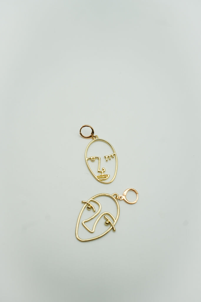 Face Charm Hoop Earrings