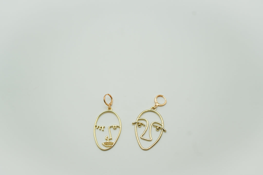 Face Charm Hoop Earrings