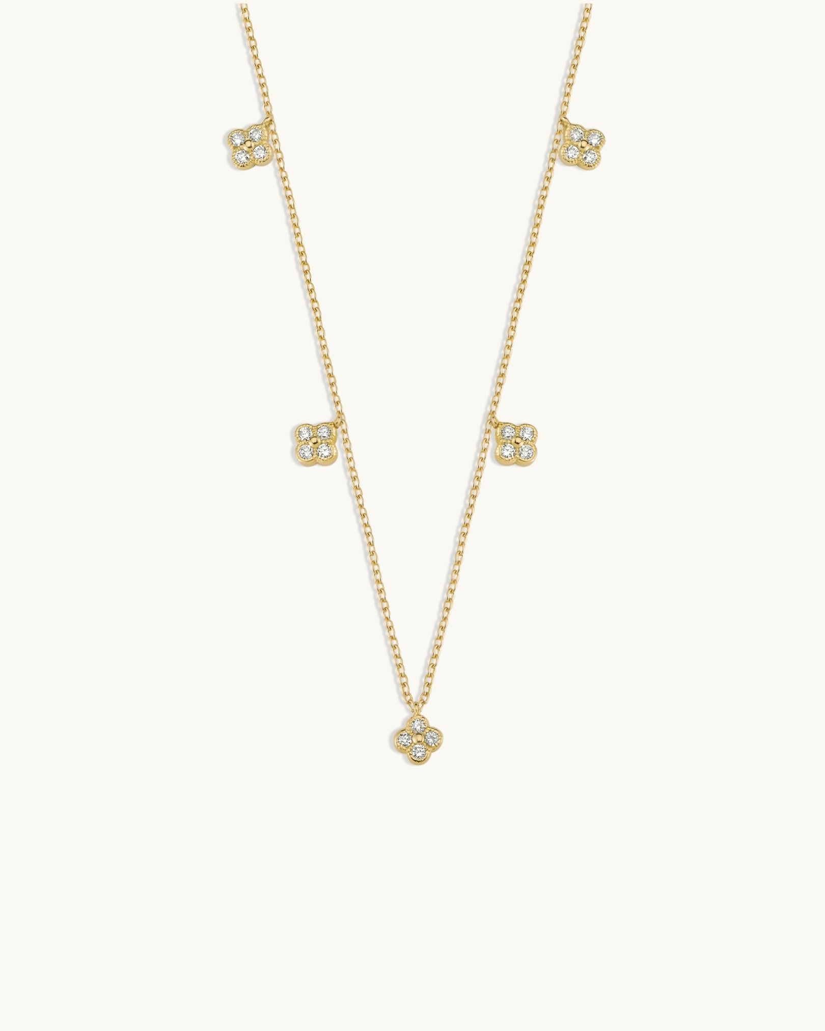 Gabrielle Diamond Clover Charm Chain Necklace