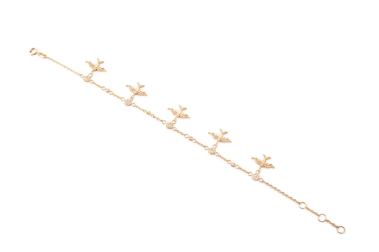 Vivacious Avian Multi birds Diamond Bracelet