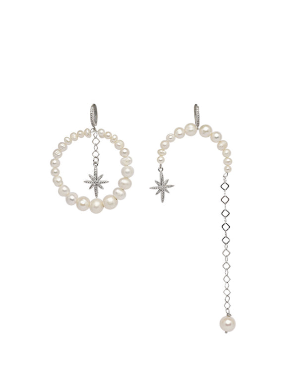 ASIMETRICAL
“MORNING STAR” NATURAL PEARLS EARINGS