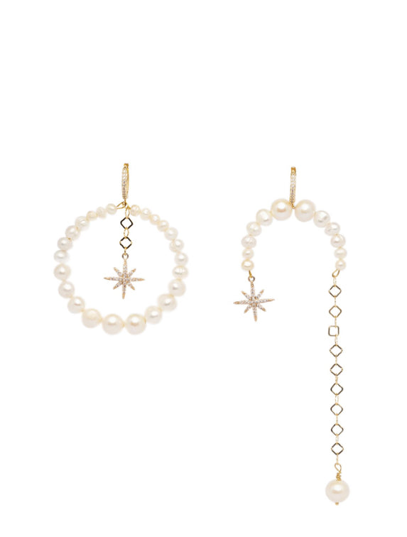 ASIMETRICAL
“MORNING STAR” NATURAL PEARLS EARINGS