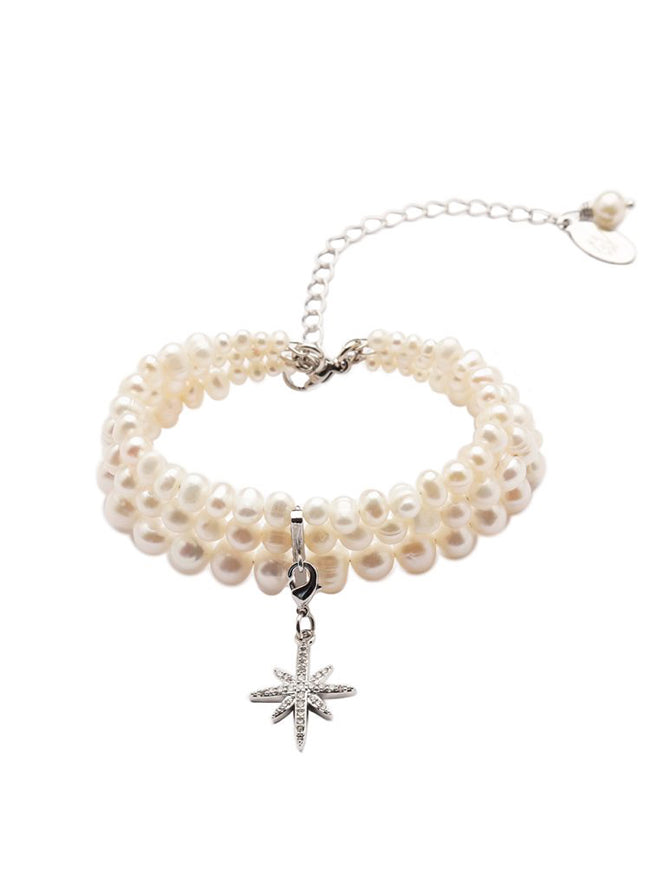 PEARLS BRACLET WITH “MORNING STAR”