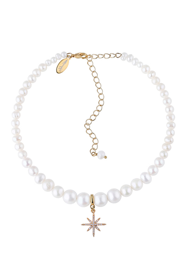 PEARLS CHOKER WITH “MORNING STAR”