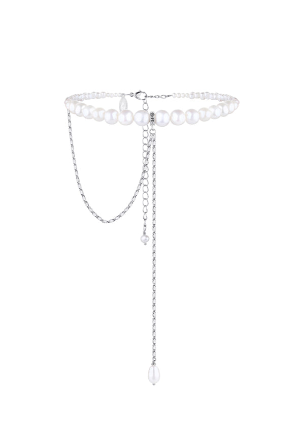 PEARLS CHOKER WITH CHAIN