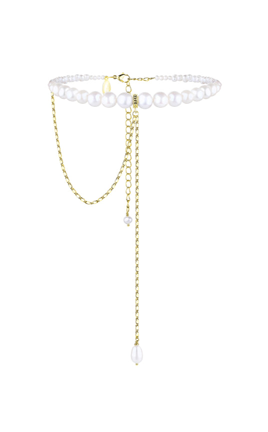 PEARLS CHOKER WITH CHAIN