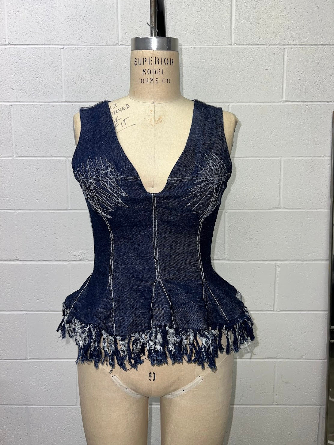 Denim Peplom Top