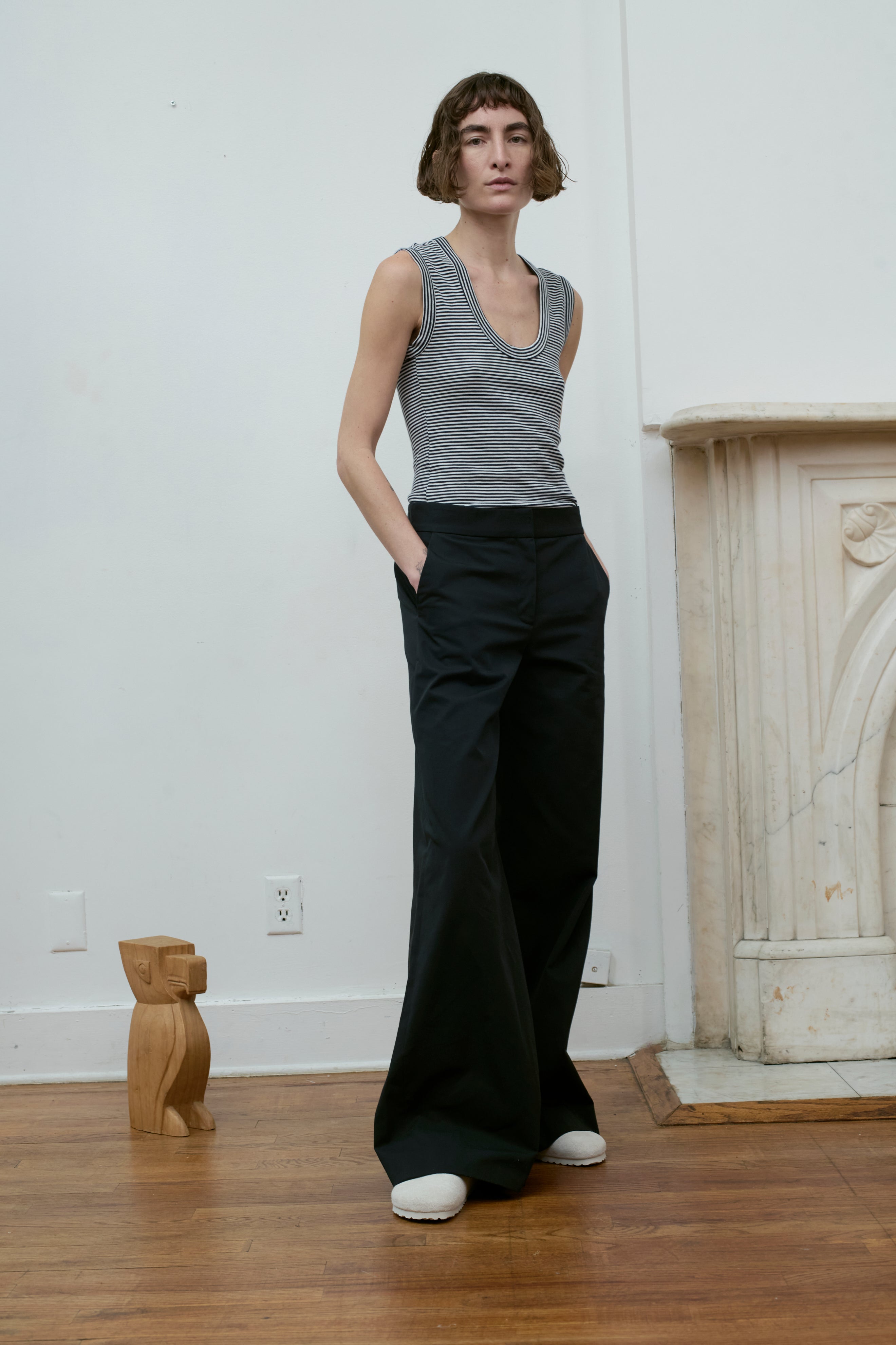 FLARED COTTON TWILL PANT