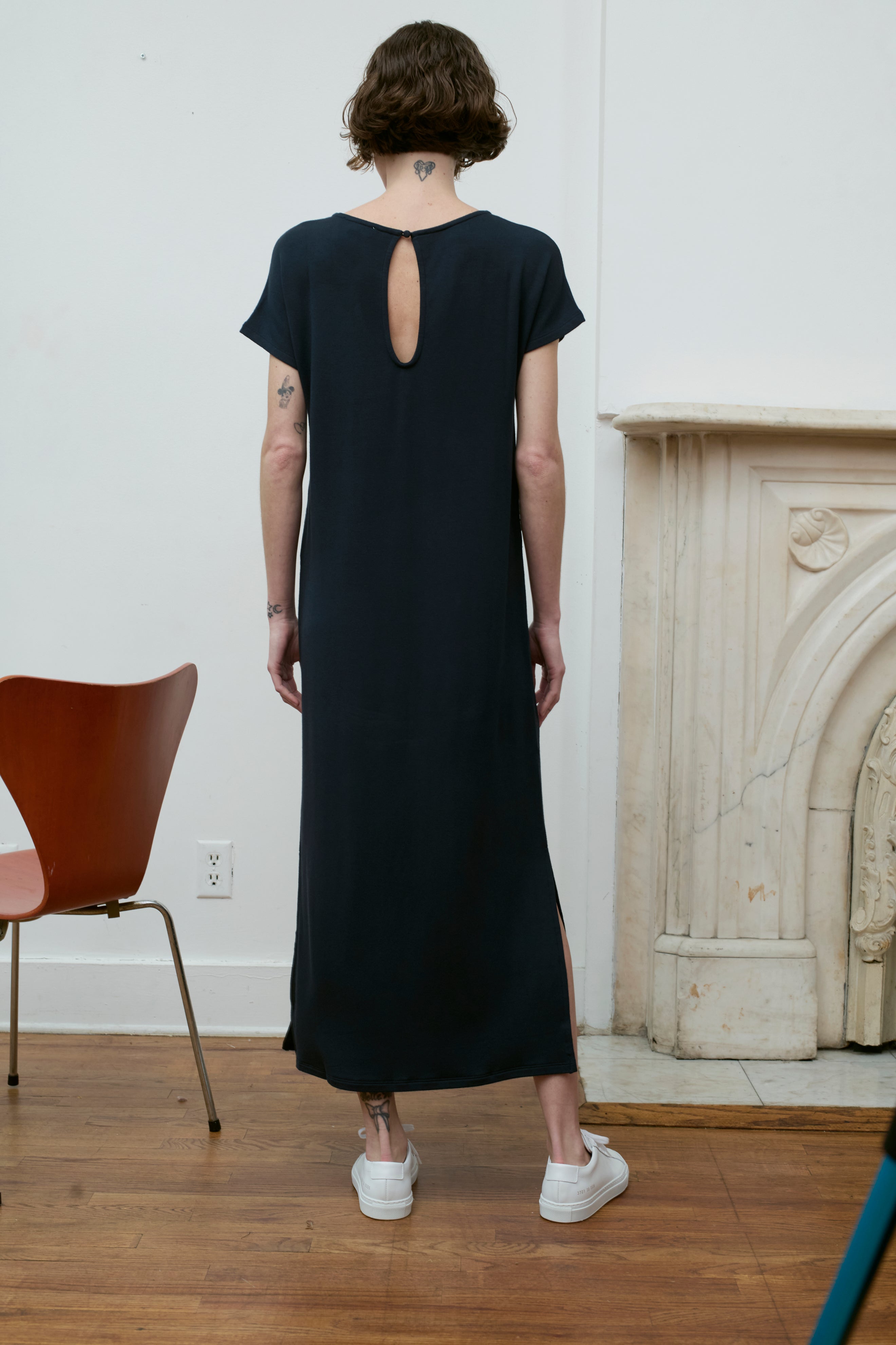 V NECK T SHIRT DRESS