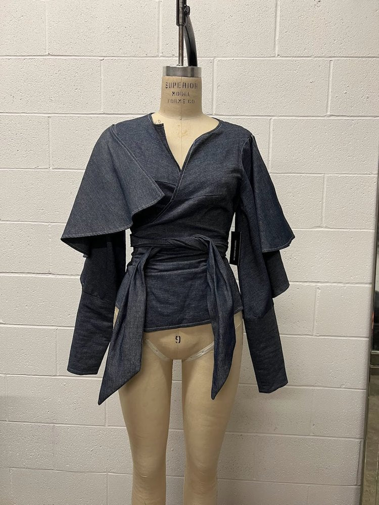 Denim Wrap Top