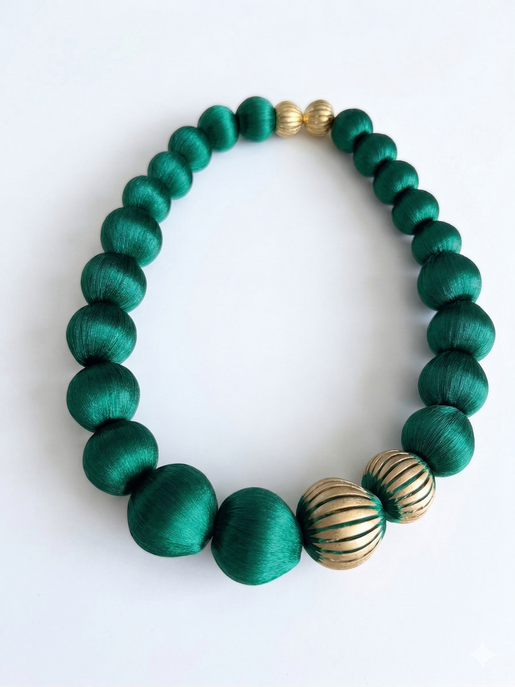 THREE-SIZE SPHERE GOLD NECKLACE