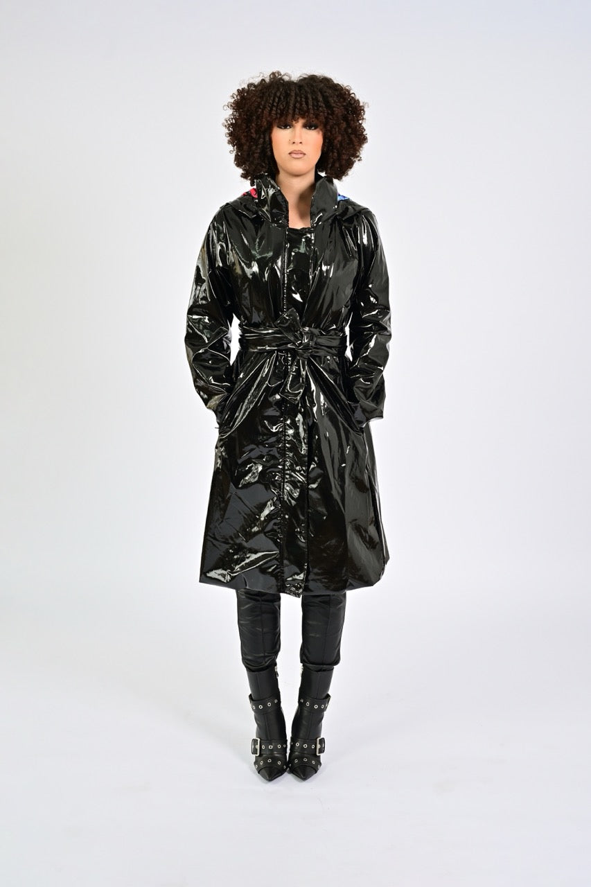 Jo Raincoat, Shiny Black, Painstplash Lining unisex