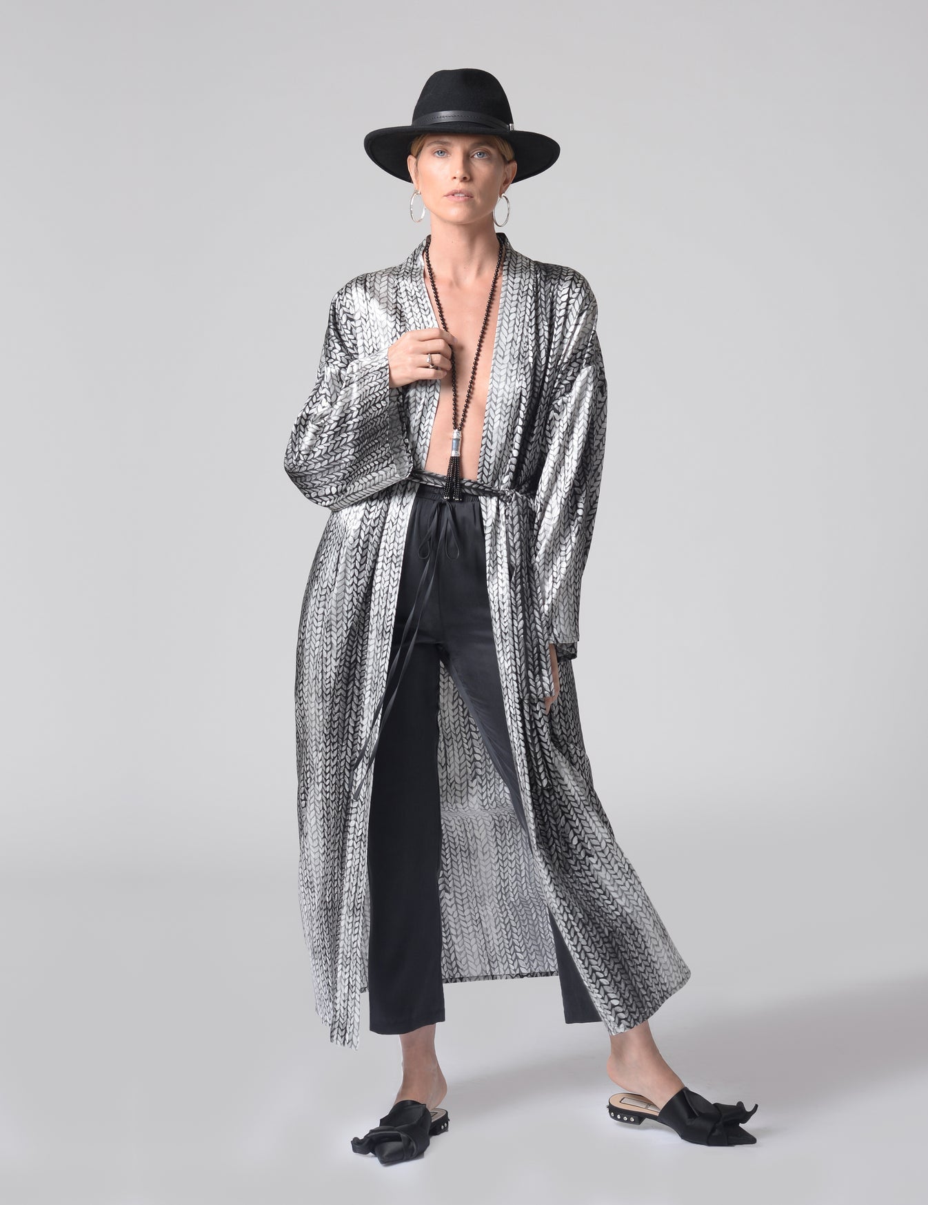 Knitted Print Silk Kimono KW