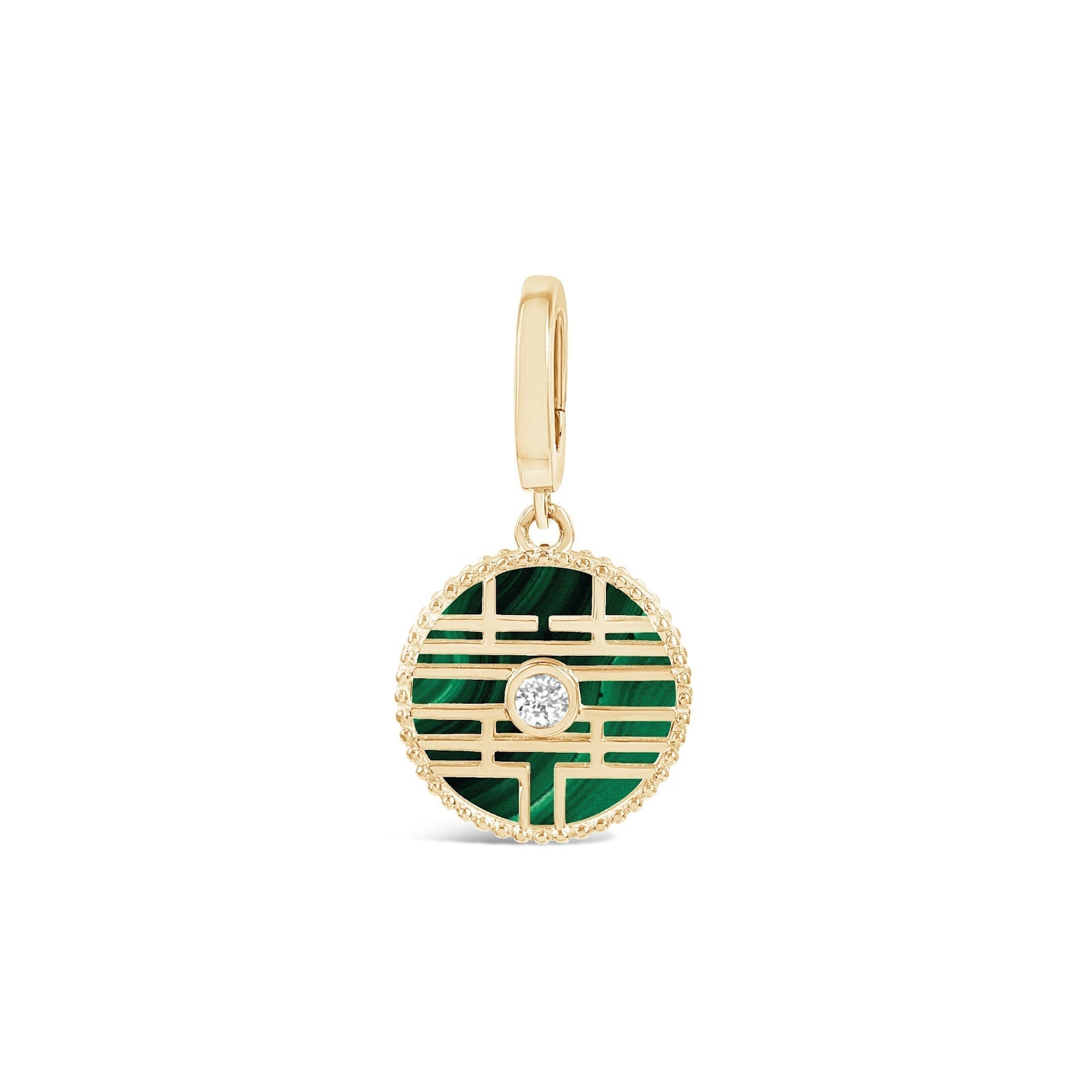 Double Happiness Charm with Diamond and Malchite