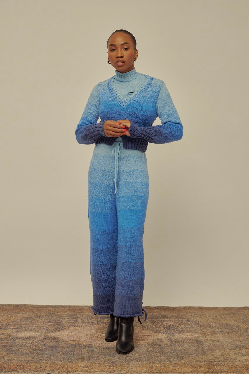 Merino Wool Blue Ombre Pants