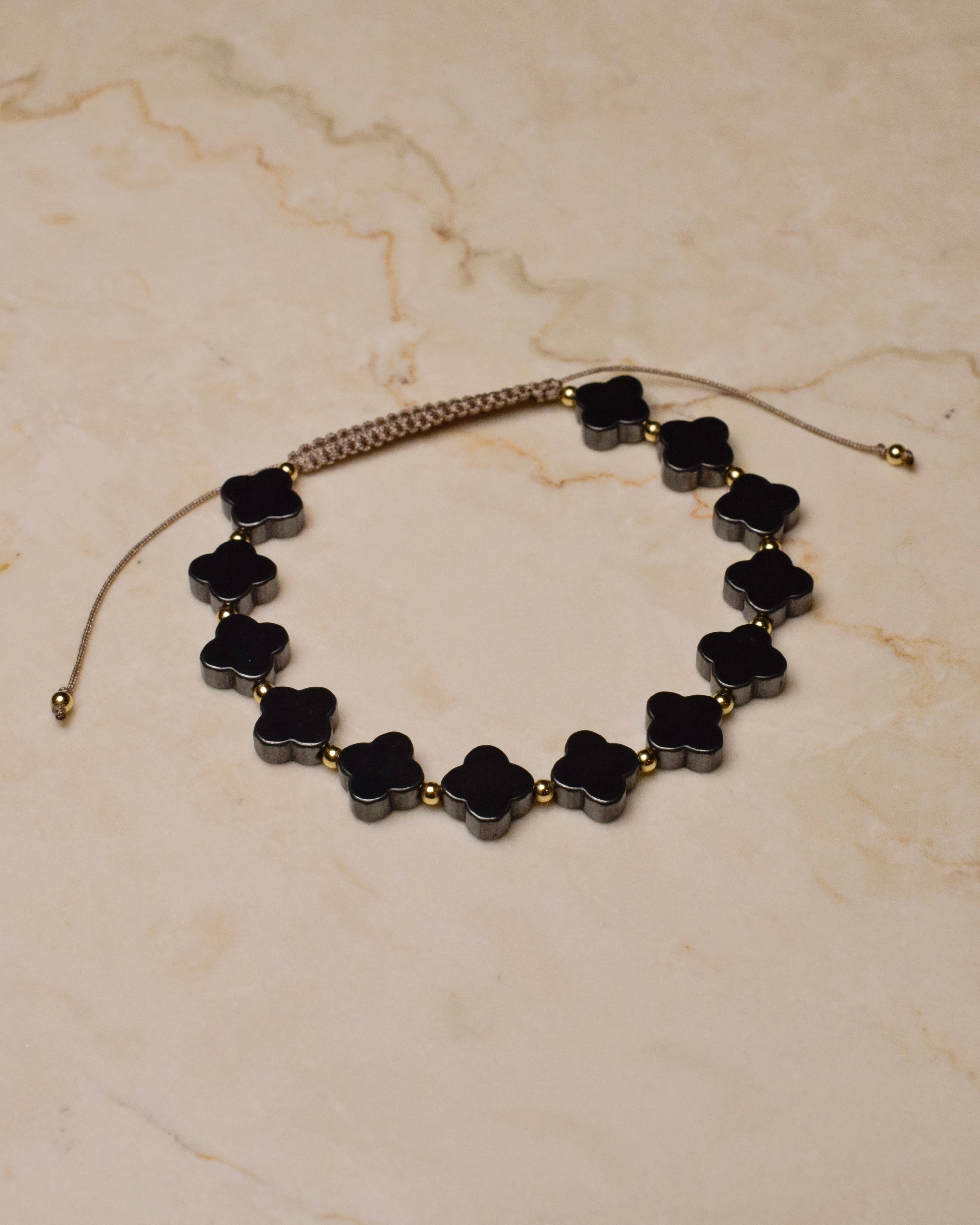 LN Lexi Clover Friendship Bracelet - Black