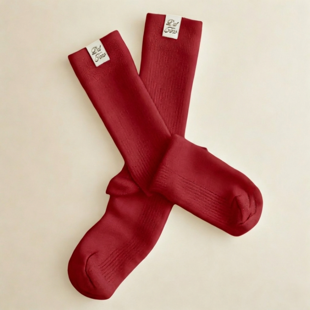 Ribbed Loop Sock - Red