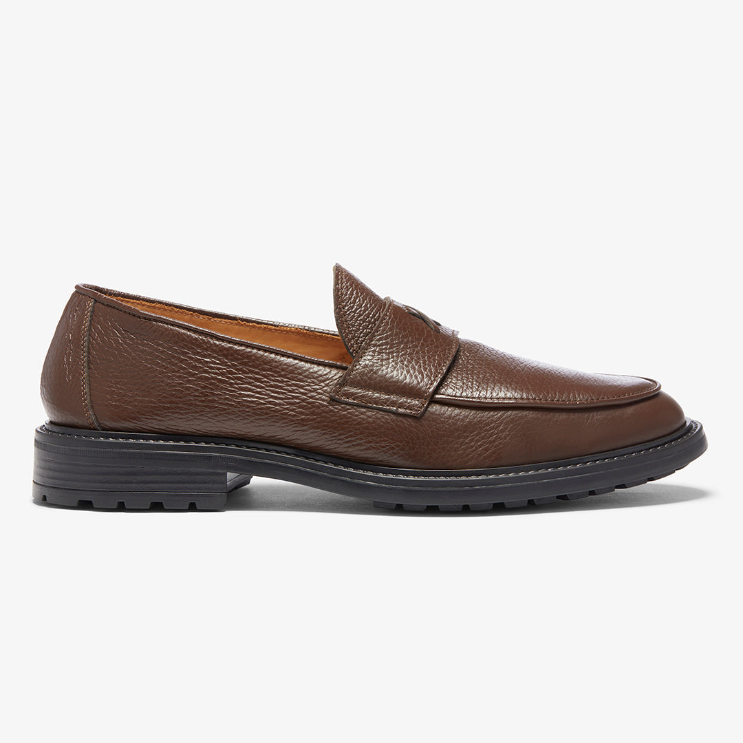 Men's Brown Pebbled Leather Lug Centesimo