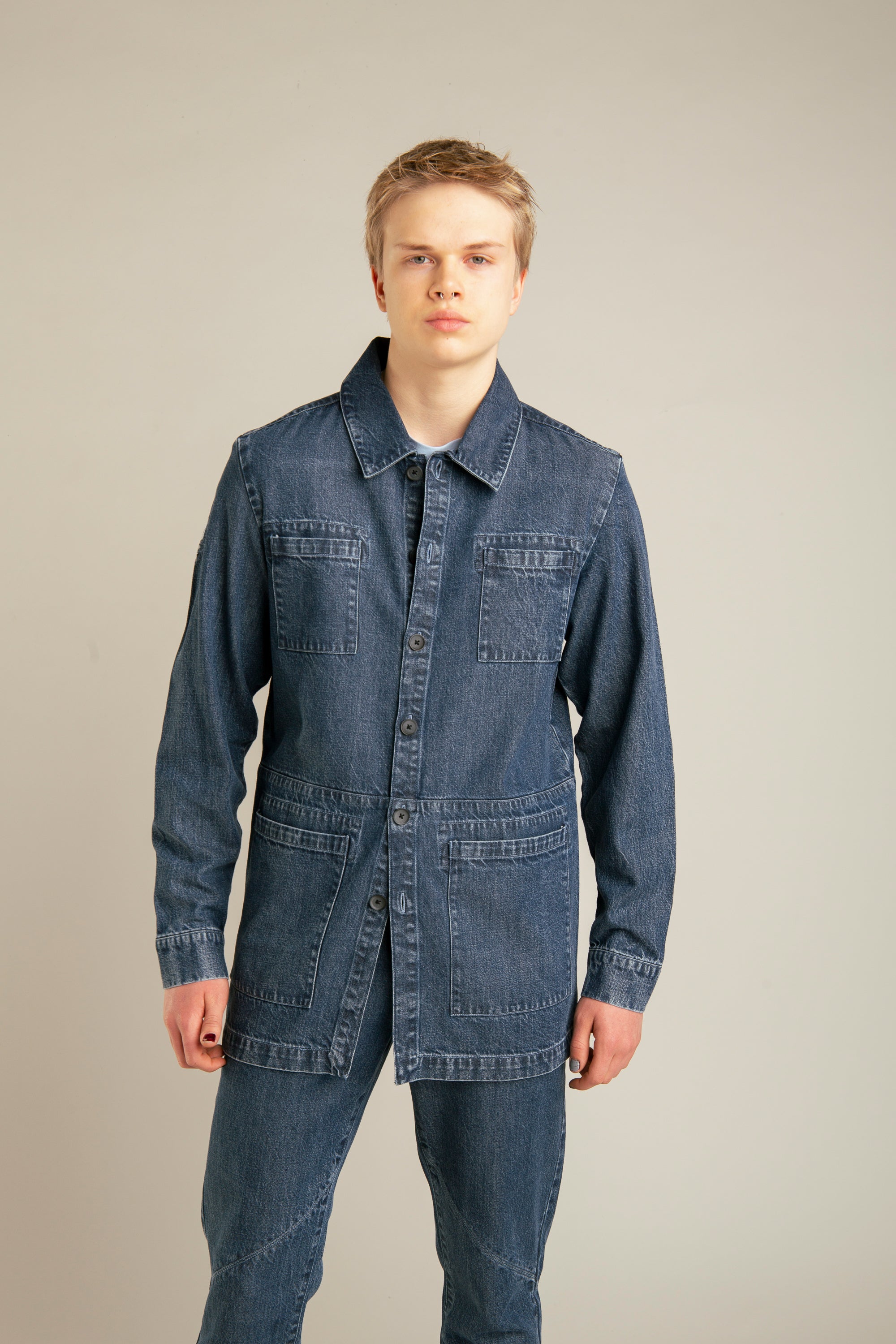 M700REBL Recycled denim jacket for men