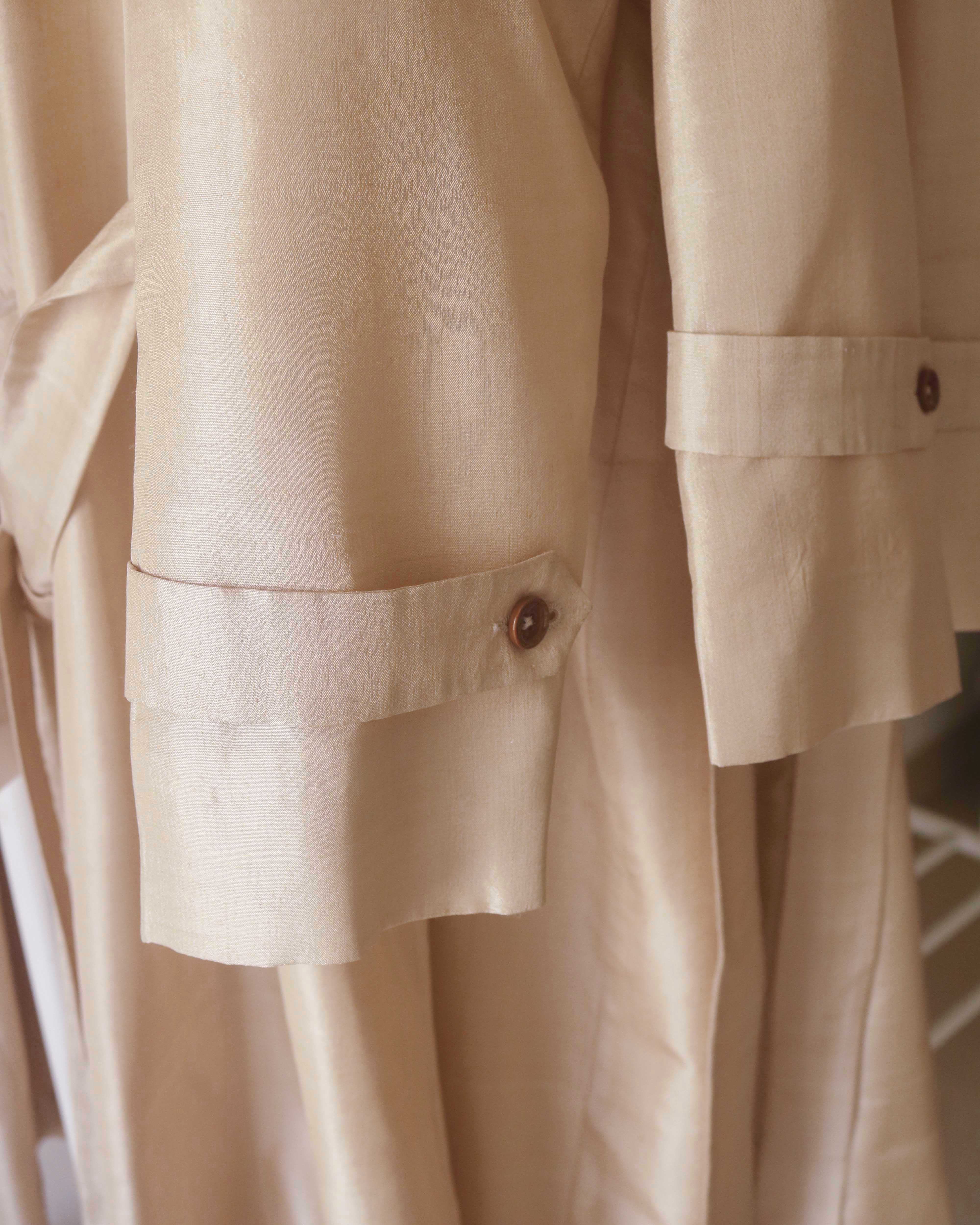 TEA DYED HANDWOVEN MULBERRY SILK TRENCH COAT