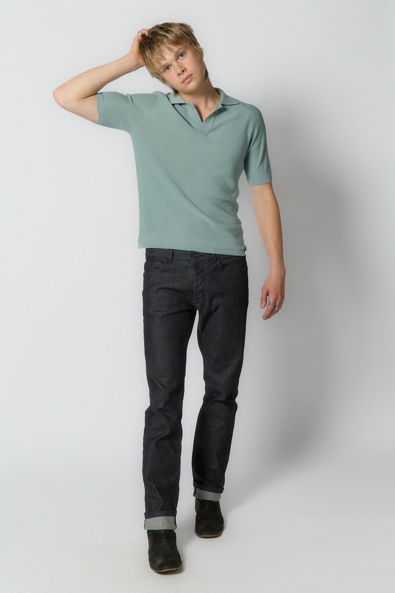 Seamless Knitted Polo Shirt for Men