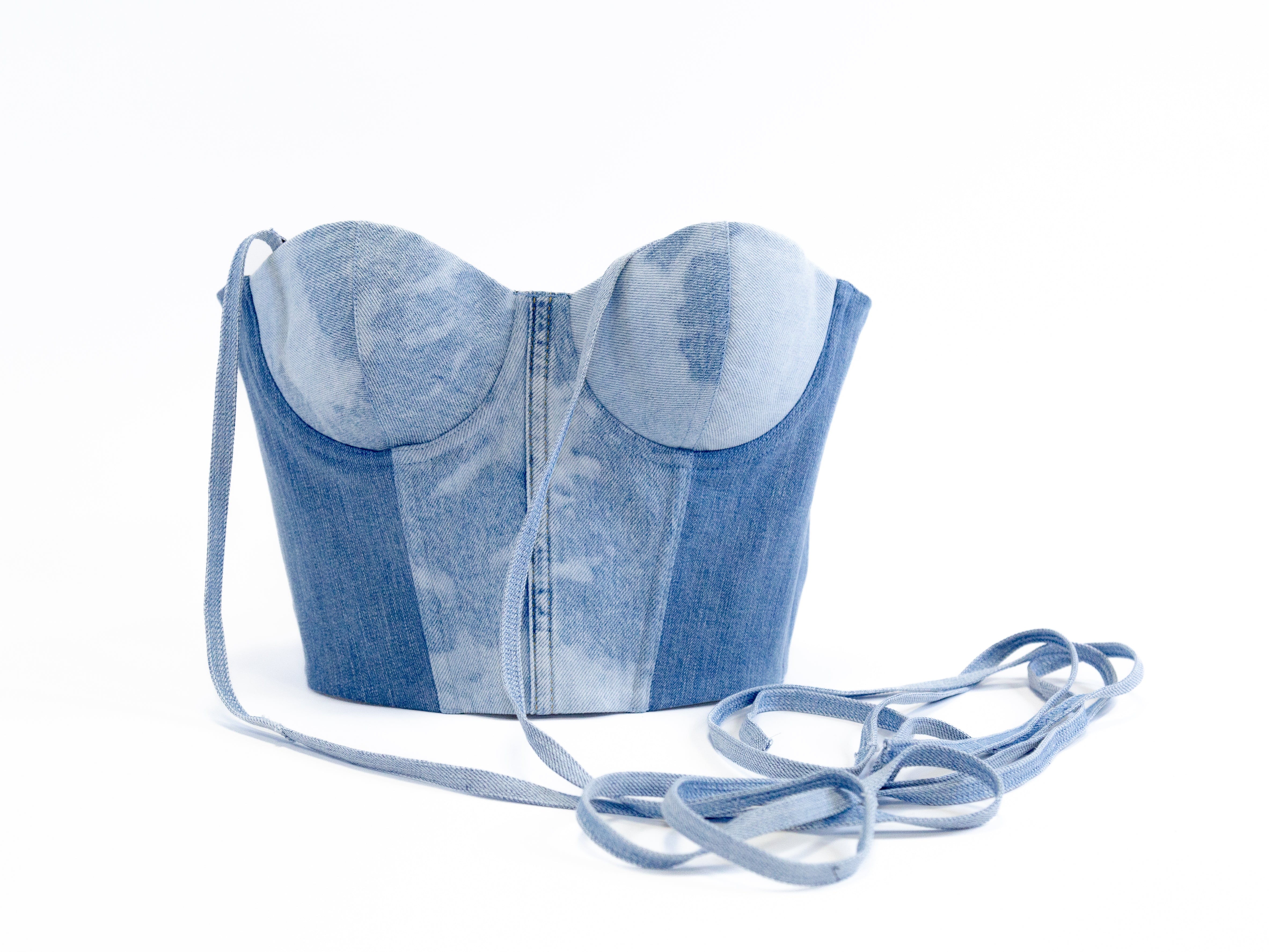 Upcycled denim corset LUKS ICONIC 1