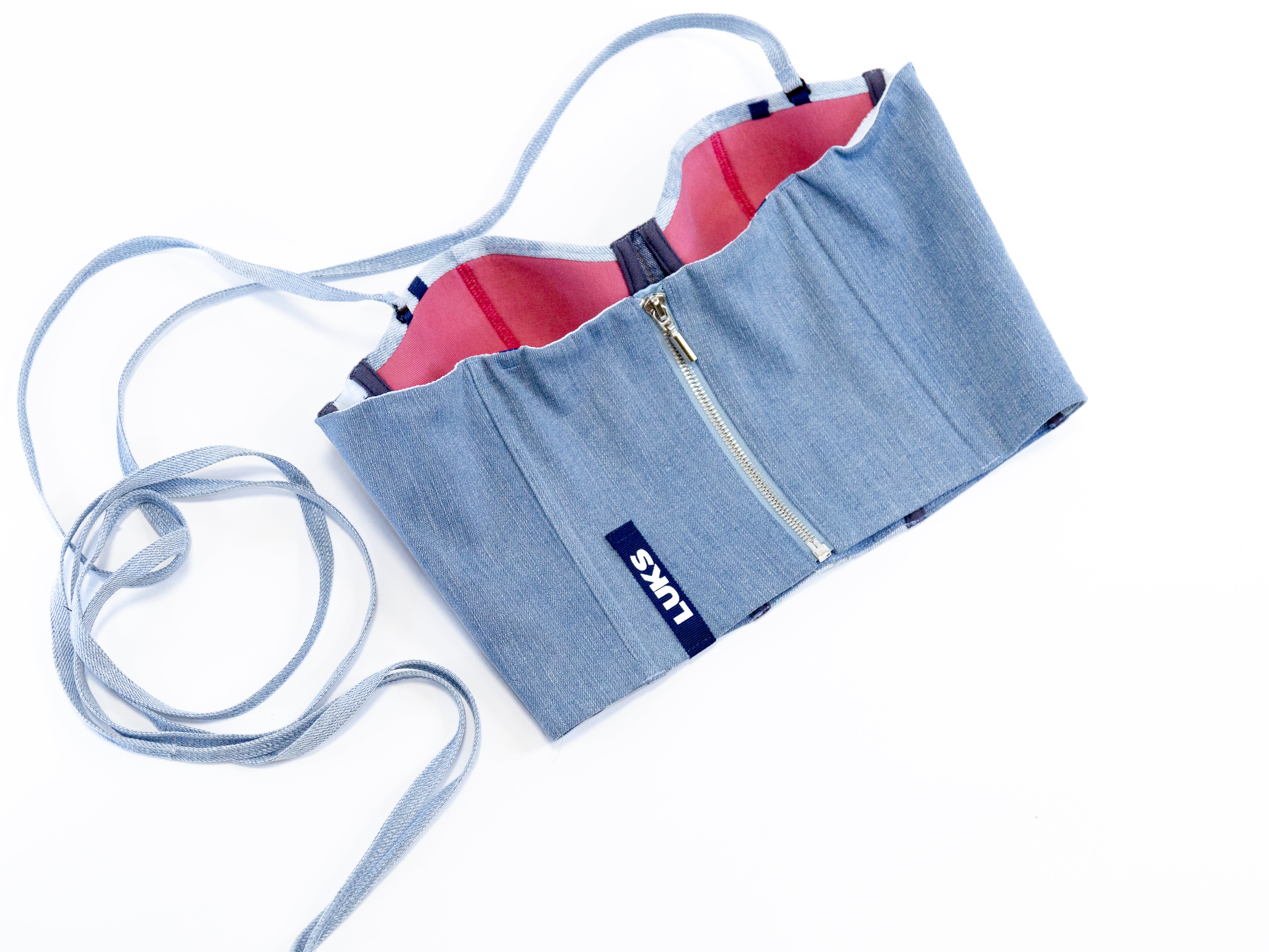 Upcycled denim corset LUKS ICONIC 1