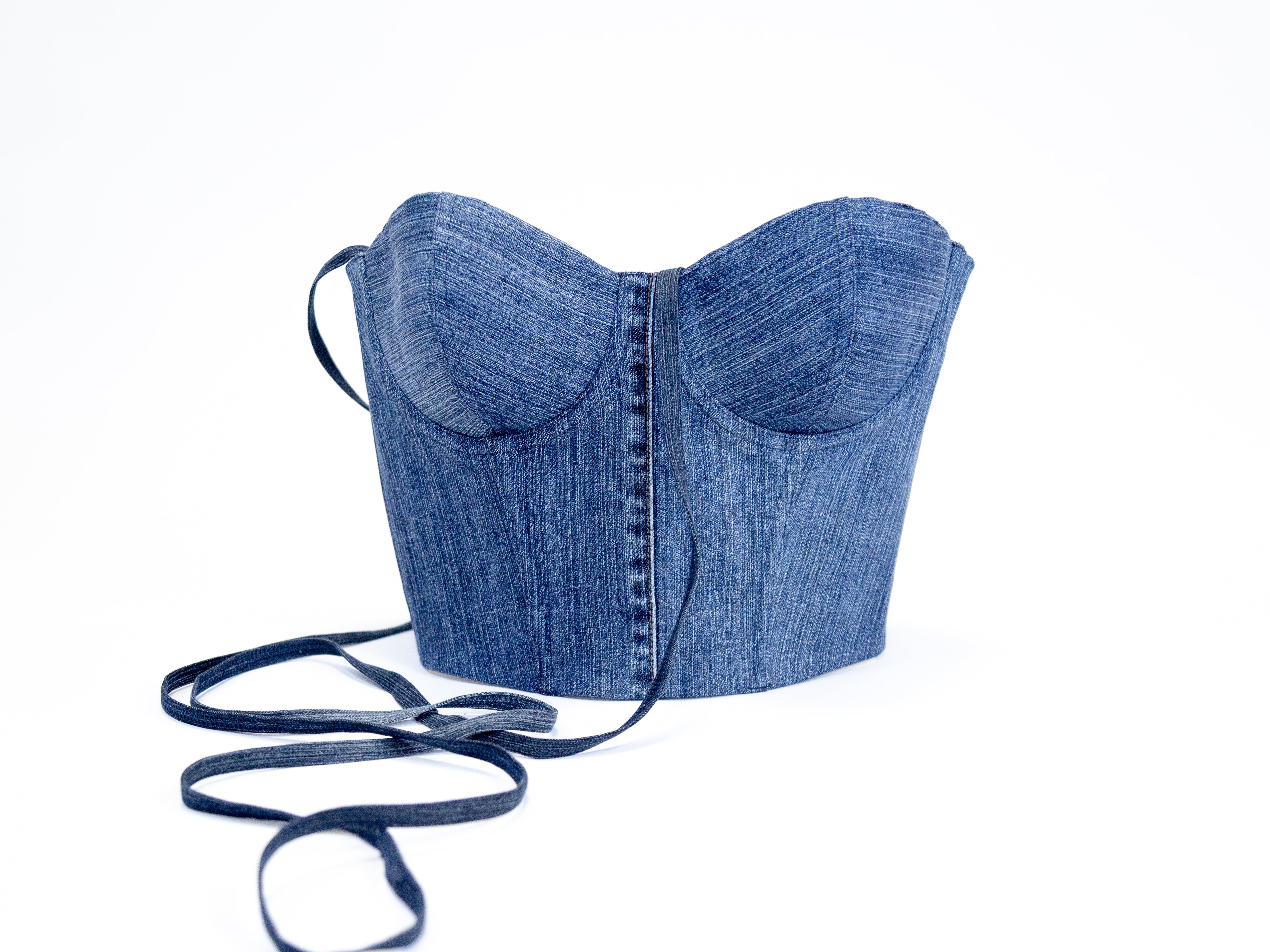 Upcycled denim corset LUKS ICONIC 2